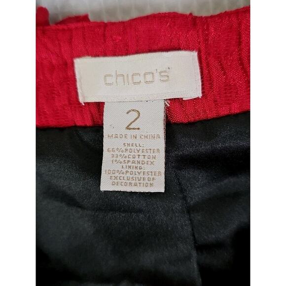 Chico's ~Woman 2(L)~ Red Textured Fabric Blazer Party to Office Wear Jacket. - Picture 4 of 15